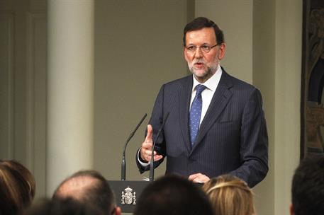 1/08/2014. Comparecencia del Presidente tras el Consejo de Ministros. El presidente del Gobierno, Mariano Rajoy, interviene en la rueda de p...